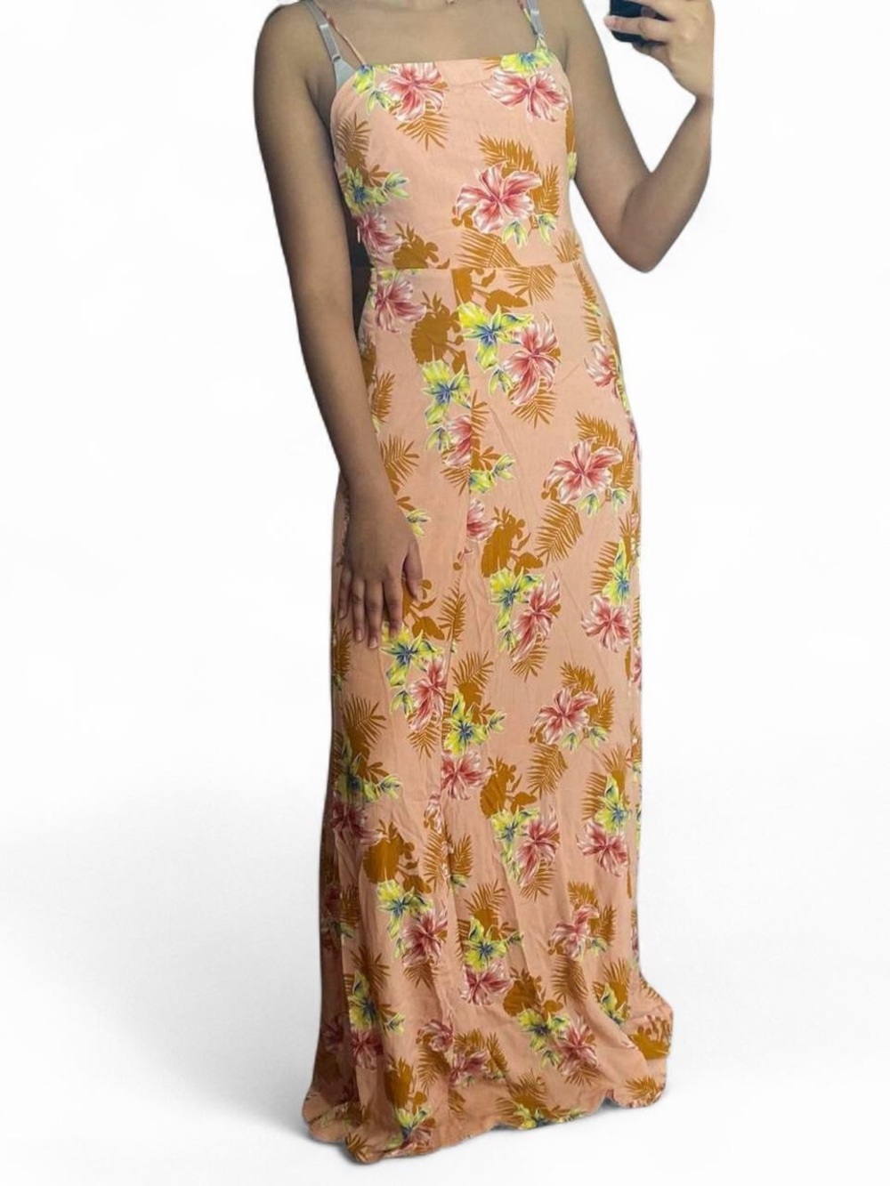 Peach Floral Maxi Dress NWT